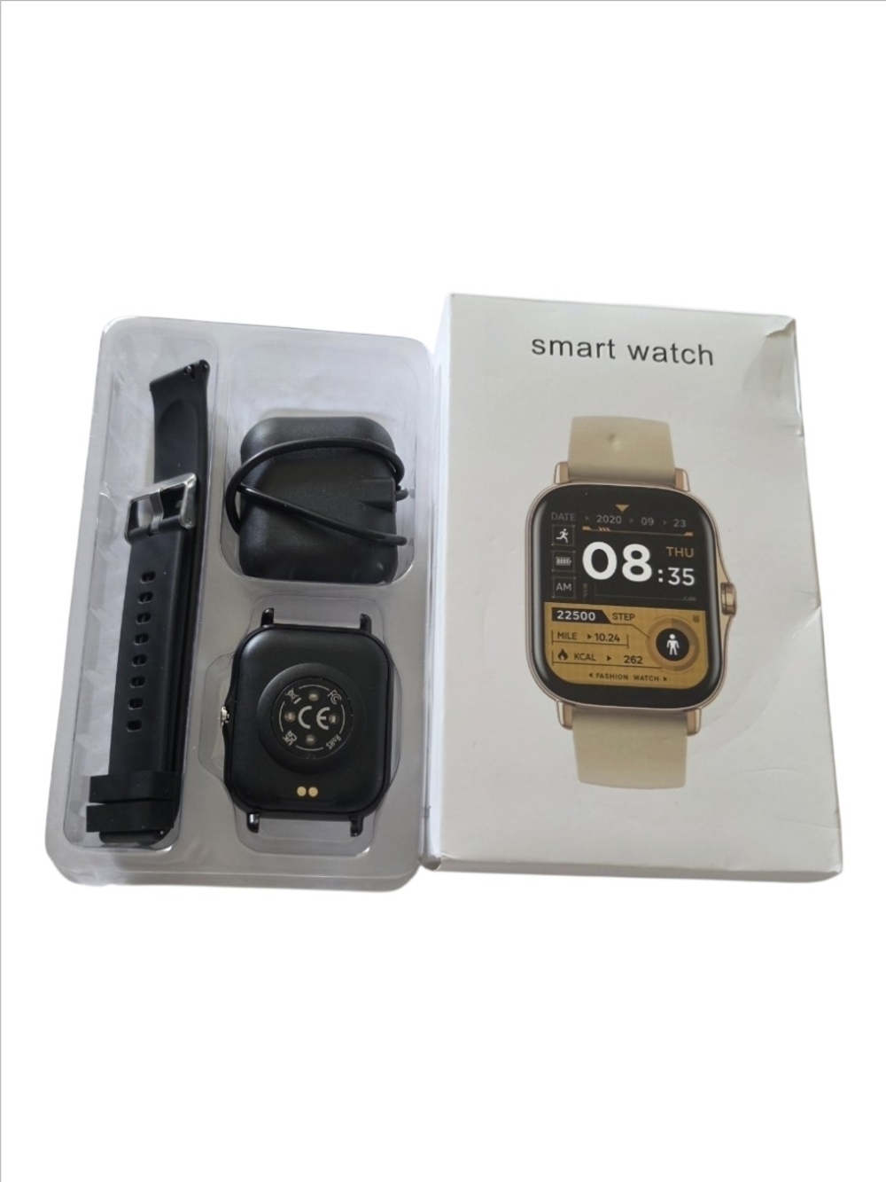 ROHS Smart Watch with Black Strap and Charger - Black